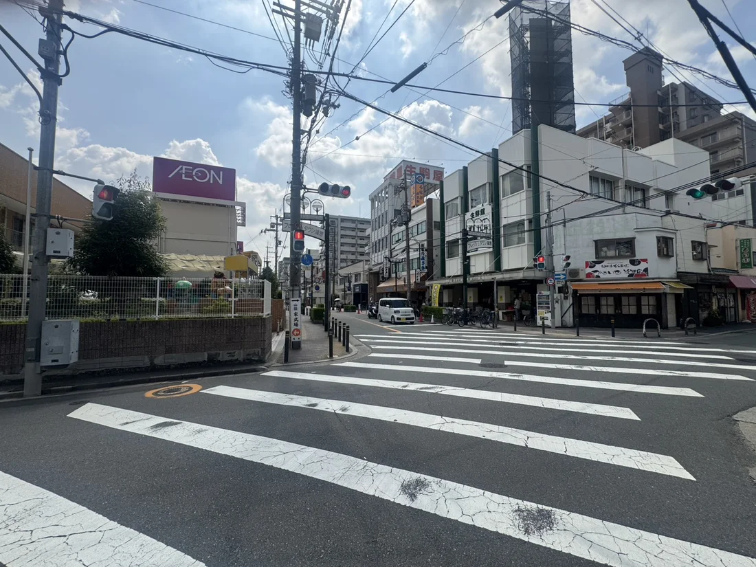 イオン鴻池が見えたら横断歩道を渡って直進